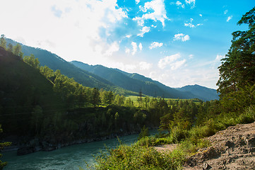 Image showing Sunny day in mountain on river Katun