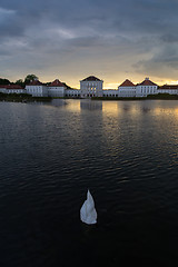 Image showing Dramatic scenery of post storm sunset of Nymphenburg palace in Munich Germany.