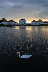 Image showing Dramatic scenery of post storm sunset of Nymphenburg palace in Munich Germany.
