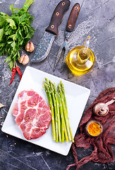 Image showing meat with asparagus