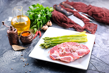 Image showing meat with asparagus