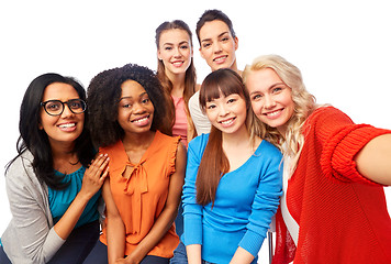 Image showing international group of happy women taking selfie