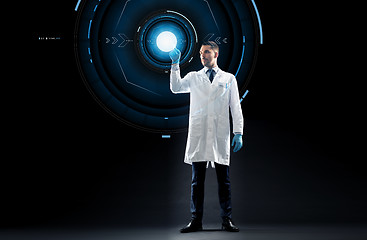 Image showing doctor or scientist with virtual projection