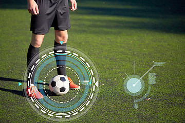 Image showing soccer player playing with ball on football field