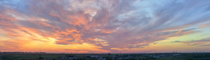 Image showing Dramatic sunset over city