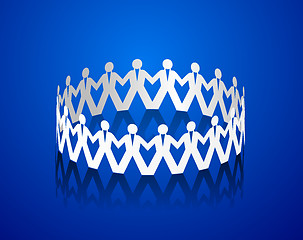 Image showing Paper men holding hands in the shape of a circle