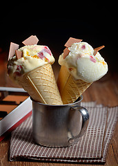 Image showing Two ice cream cones 