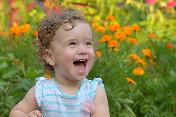 Image showing baby girl laughing