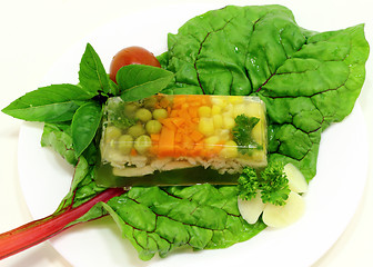 Image showing Jelly snack with vegetables and poultry