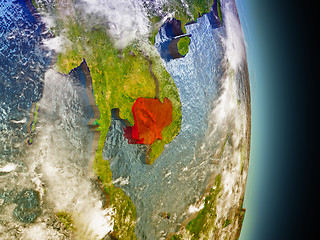 Image showing Cambodia in red from space