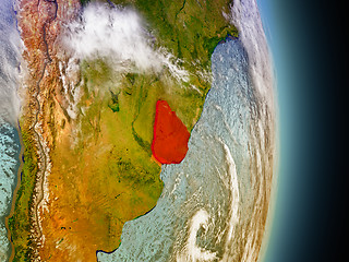 Image showing Uruguay in red from space