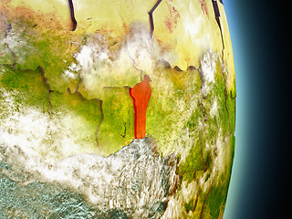 Image showing Benin in red from space