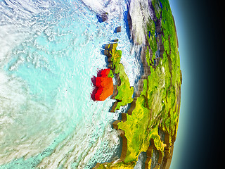 Image showing Ireland in red from space