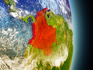 Image showing Colombia in red from space