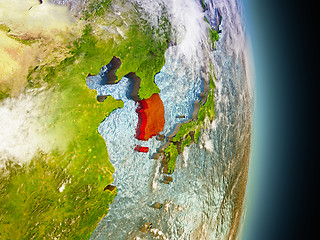 Image showing South Korea in red from space