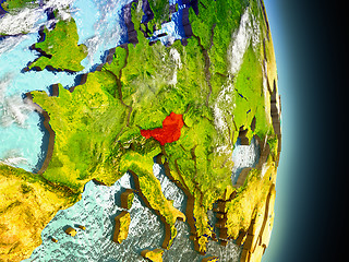 Image showing Austria in red from space