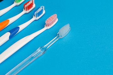 Image showing Colored toothbrushes , place for inscription