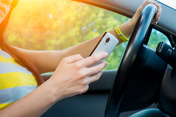 Image showing Photo of girl with phone