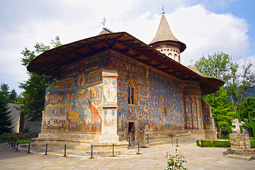 Image showing Mural frescoes of Voronet Monastery