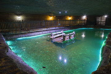 Image showing Underground lake in a Salt Mine