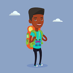 Image showing Cheerful traveler with backpack.