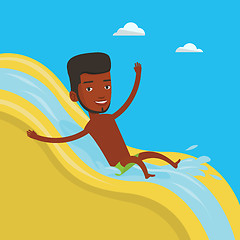 Image showing Man riding down waterslide vector illustration.