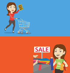 Image showing Two shopping banners with space for text.