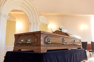 Image showing coffin at funeral in orthodox church