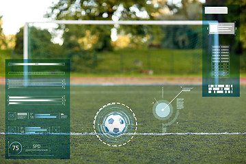 Image showing soccer ball and goal on football field