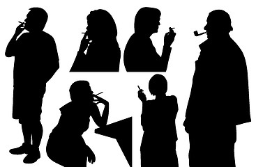 Image showing People smoking cigarette and pipe