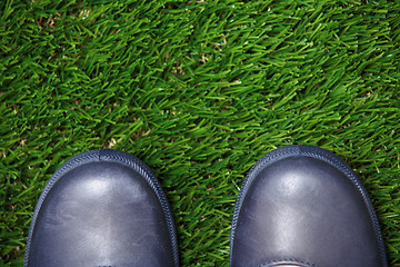 Image showing Boots on grass