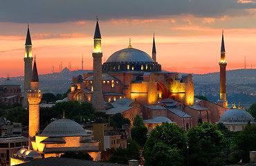 Image showing Hagia Sophia and sunset