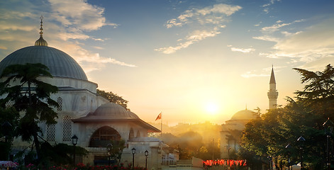 Image showing Mosque at sunset