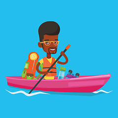 Image showing Man riding in kayak vector illustration.