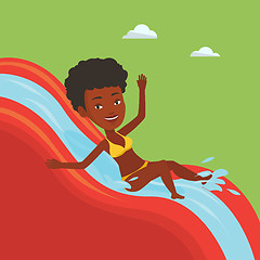 Image showing Woman riding down waterslide vector illustration.