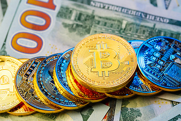 Image showing Golden bitcoin. Bitcoin cryptocurrency.