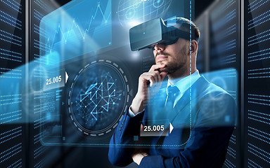 Image showing businessman in virtual reality headset with charts