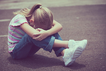 Image showing Portrait of sad little girl