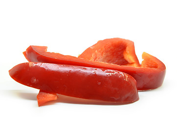 Image showing Sliced red onion on white background