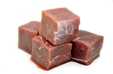 Image showing Diced or cubed raw beef steak