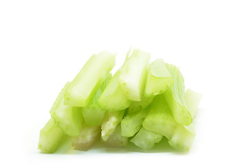 Image showing Cutting fresh bunch of celery