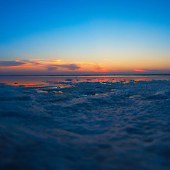 Image showing Beauty sunset on salty lake