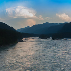 Image showing Evening in mountain on river Katun