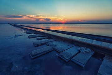 Image showing Beauty sunset on salty lake