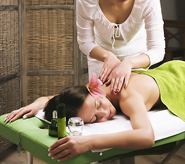 Image showing stock photo attractive lady getting spa treatment