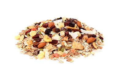 Image showing Muesli - mixed fruit and nuts with cereal flakes