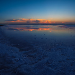 Image showing Beauty sunset on salty lake