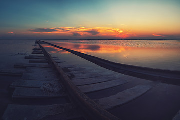 Image showing Beauty sunset on salty lake