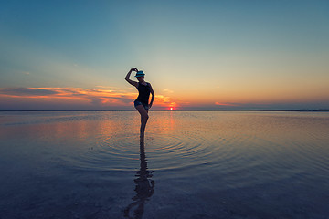 Image showing Beauty sunset on salty lake