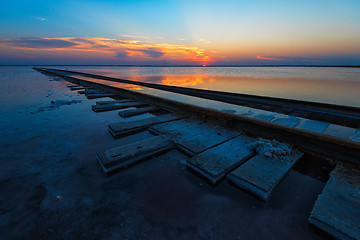 Image showing Beauty sunset on salty lake